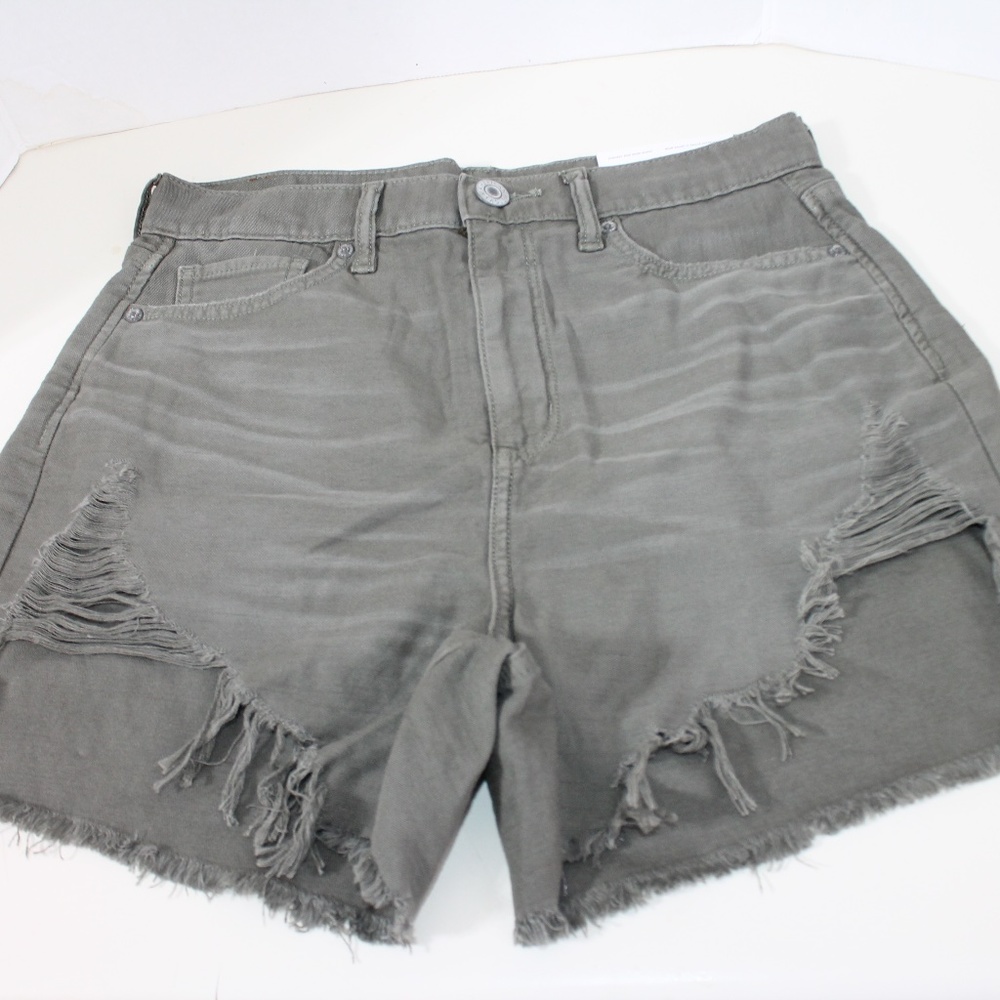 American Eagle Mom shorts highest rise green color cotton 4 27W